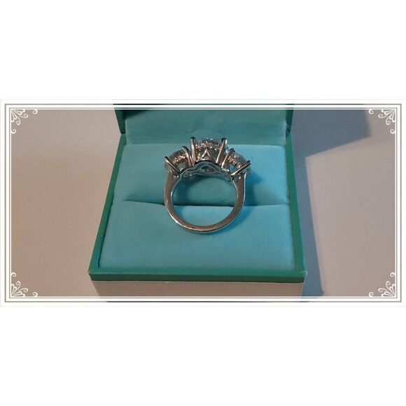 CERTIFIED 11 Ct Genuine Moissanite 3-Stone Past~Present~Future Engagement Ring 8 - Picture 3 of 15